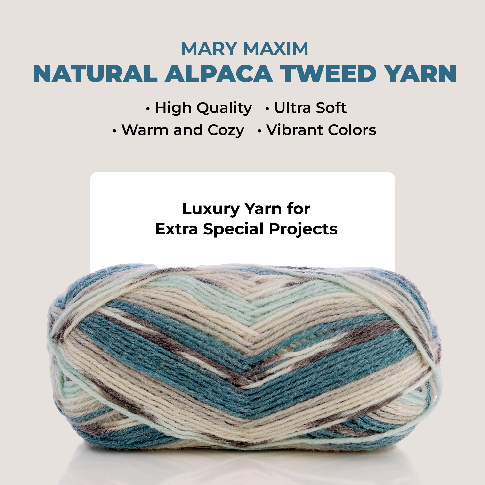 Mary Maxim Alpaca Yarn, Soft, Warm Tweed Yarn for Crocheting and Knitting, Medium Worsted Weight 4, Ideal for Scarves, Sweaters Afghans and Blankets, 262 Yards, Aqua Stripe – 1 Skein - Image 3
