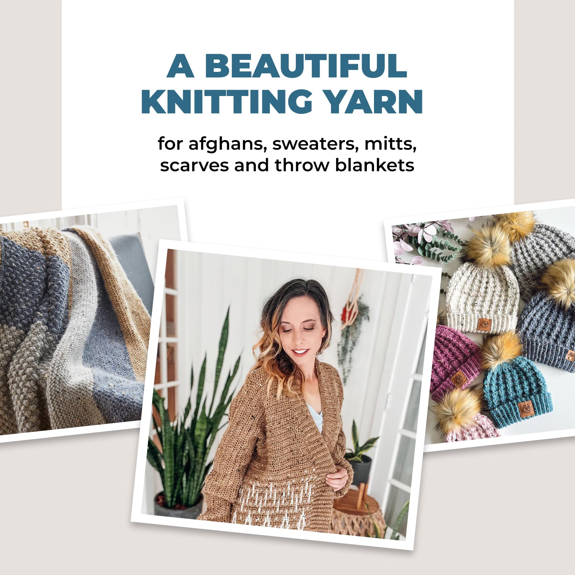 Mary Maxim Alpaca Yarn, Soft, Warm Tweed Yarn for Crocheting and Knitting, Medium Worsted Weight 4, Ideal for Scarves, Sweaters Afghans and Blankets, 262 Yards, Aqua Stripe – 1 Skein - Image 4