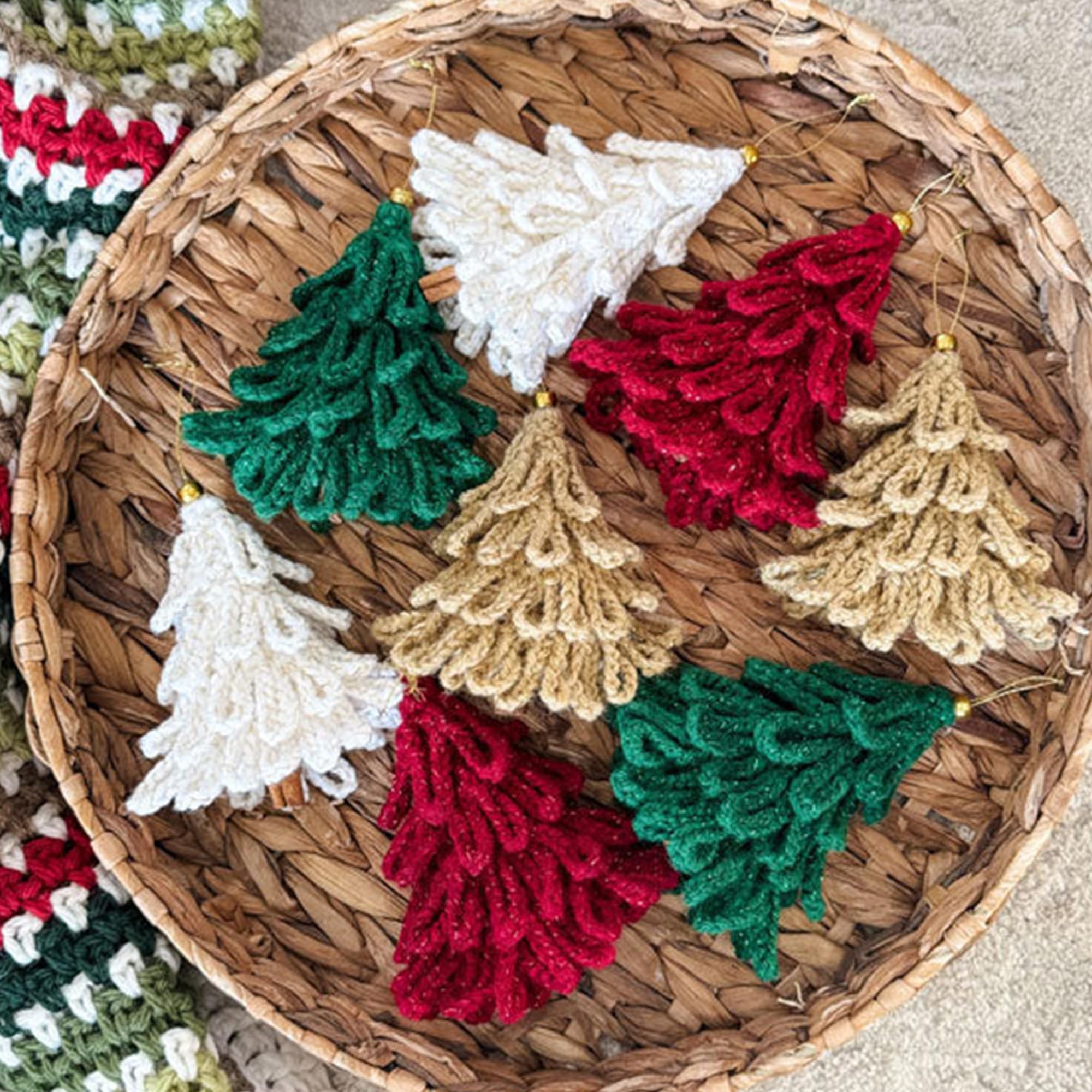 Mary Maxim Christmas Crochet Kit - Mini Loopy Trees Ornaments - Easy Crochet Christmas Tree Kit - Includes Sparkle Yarn and Pattern - Makes 24 Mini Trees - Image 3