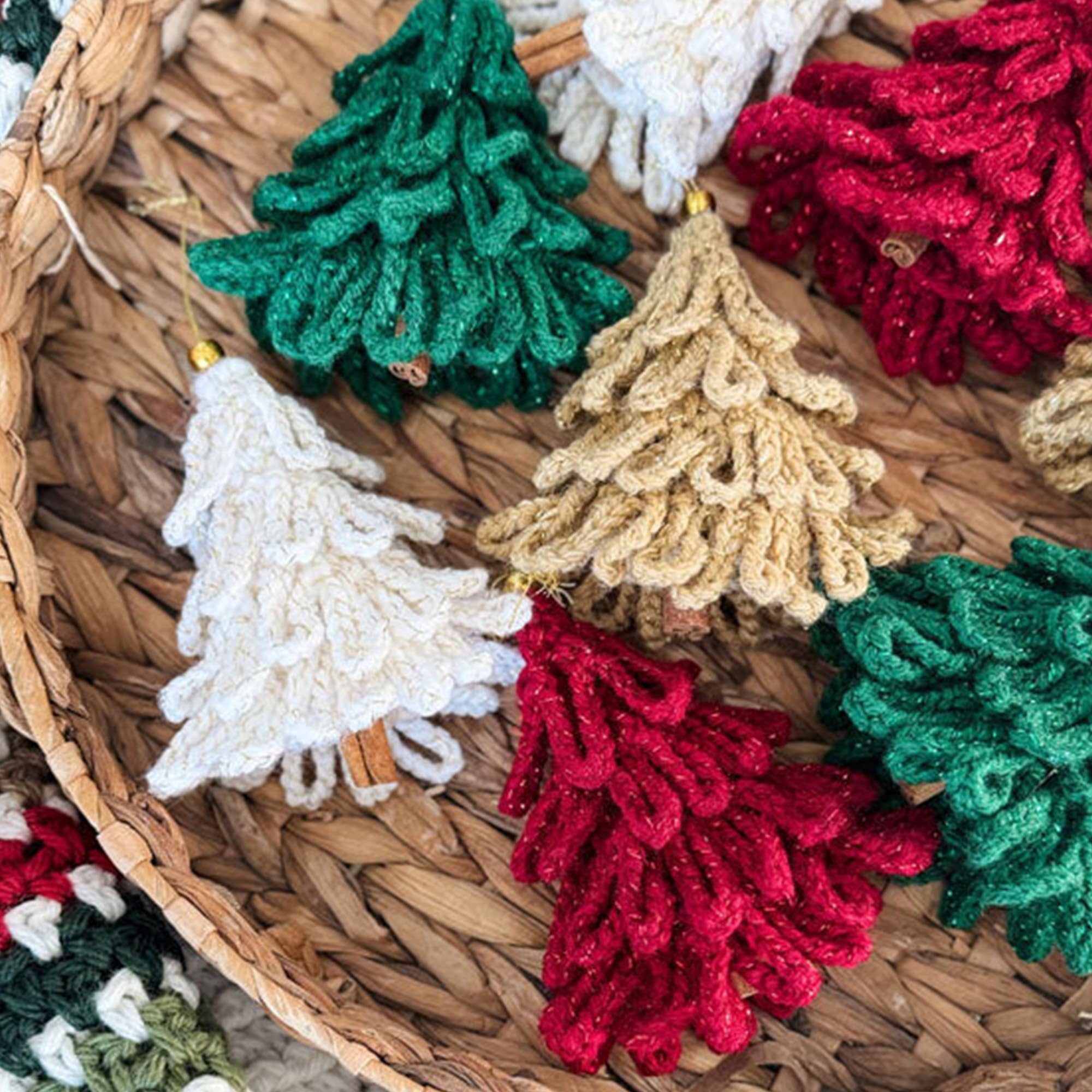 Mary Maxim Christmas Crochet Kit - Mini Loopy Trees Ornaments - Easy Crochet Christmas Tree Kit - Includes Sparkle Yarn and Pattern - Makes 24 Mini Trees - Image 5