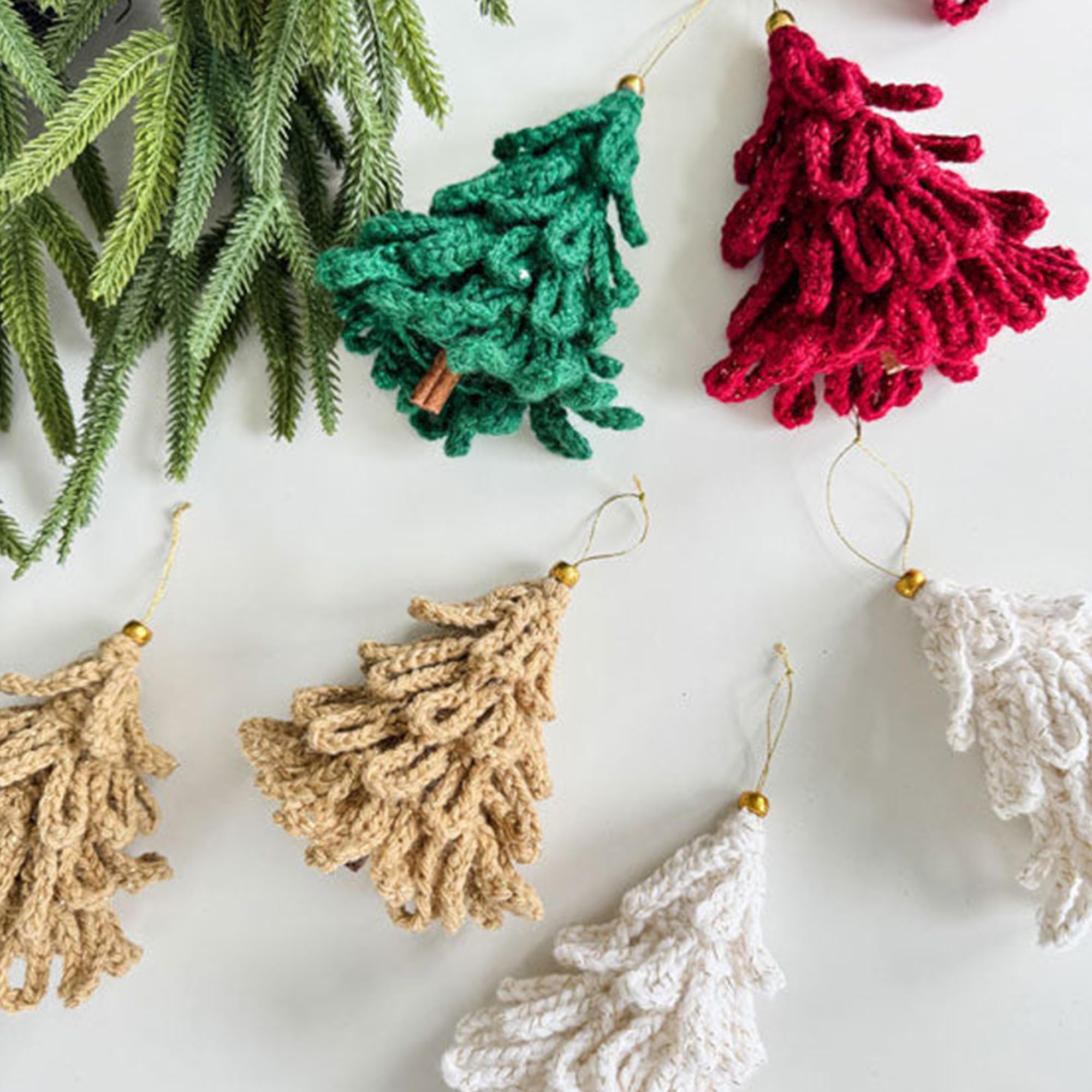 Mary Maxim Christmas Crochet Kit - Mini Loopy Trees Ornaments - Easy Crochet Christmas Tree Kit - Includes Sparkle Yarn and Pattern - Makes 24 Mini Trees - Image 7