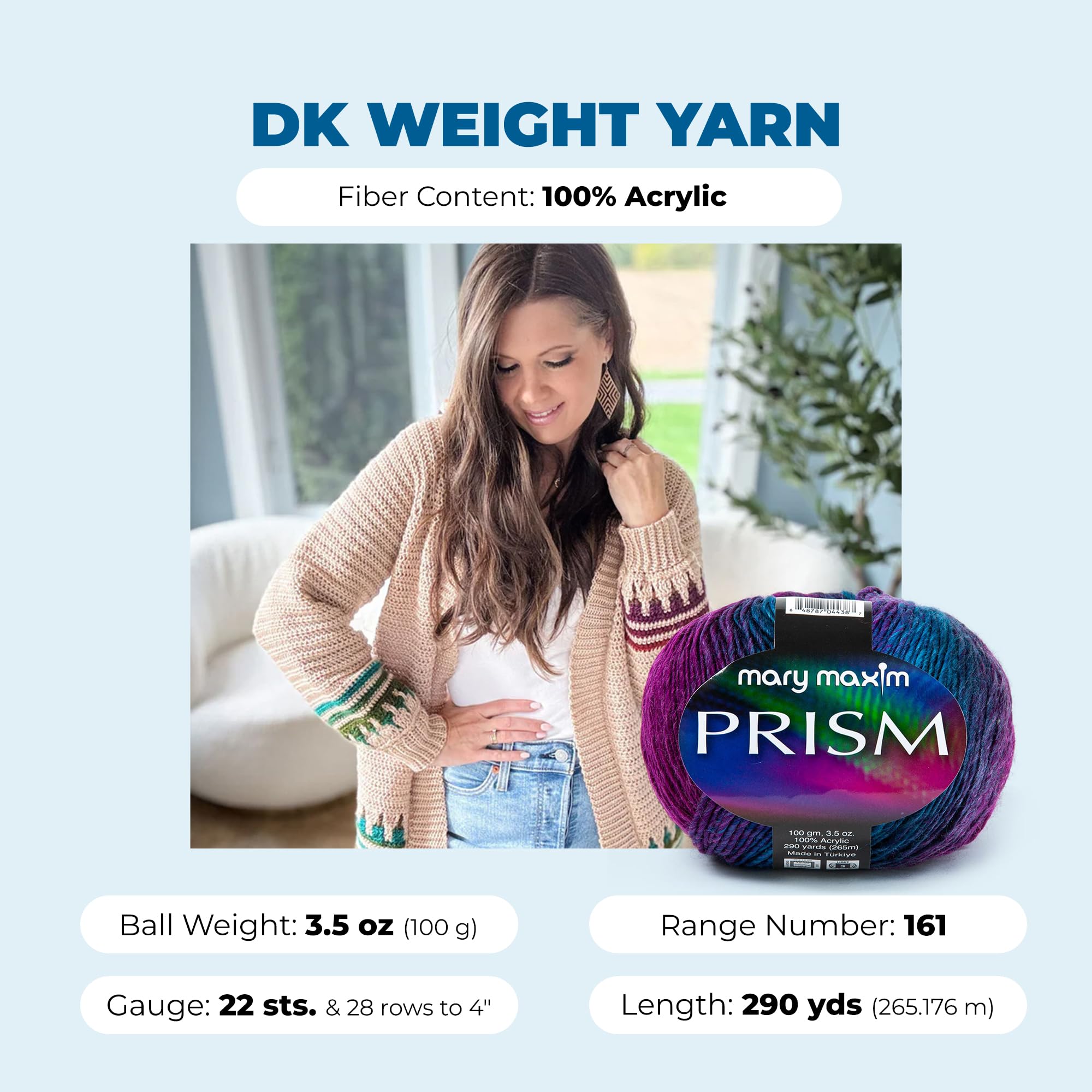 Mary Maxim Prism DK Yarn, Soft Acrylic Variegated Yarn for Crocheting and Knitting, Ideal for Blankets, Sweaters and Baby Projects, 3.5 oz Skein, 290 Yards - Wild Berries - Image 5