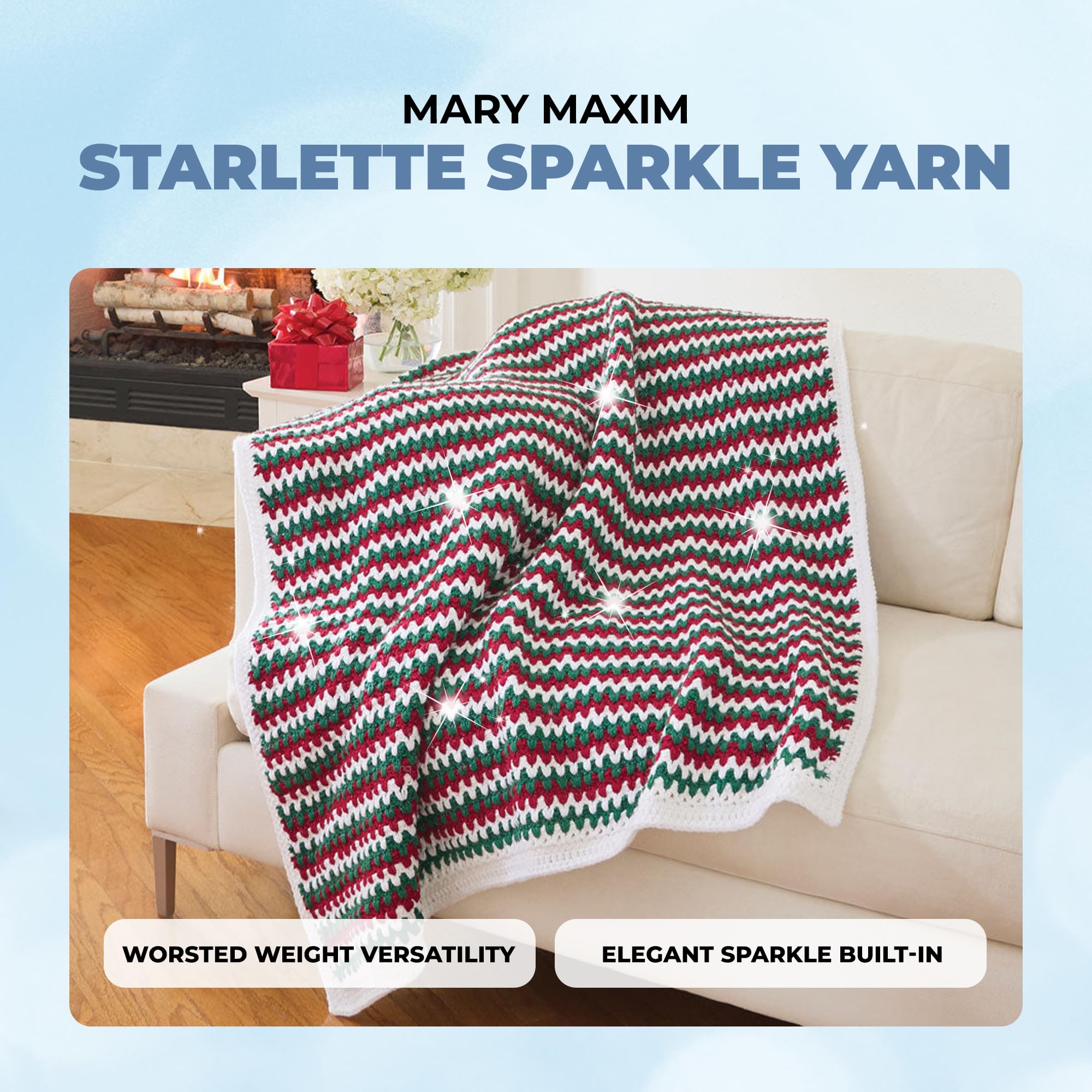 Mary Maxim Starlette Sparkle Yarn, Medium Worsted Weight Yarn for Knitting and Crocheting, Acrylic Polyester Blend for Blankets, Clothing, and Decor, 196 Yards Black - Image 3