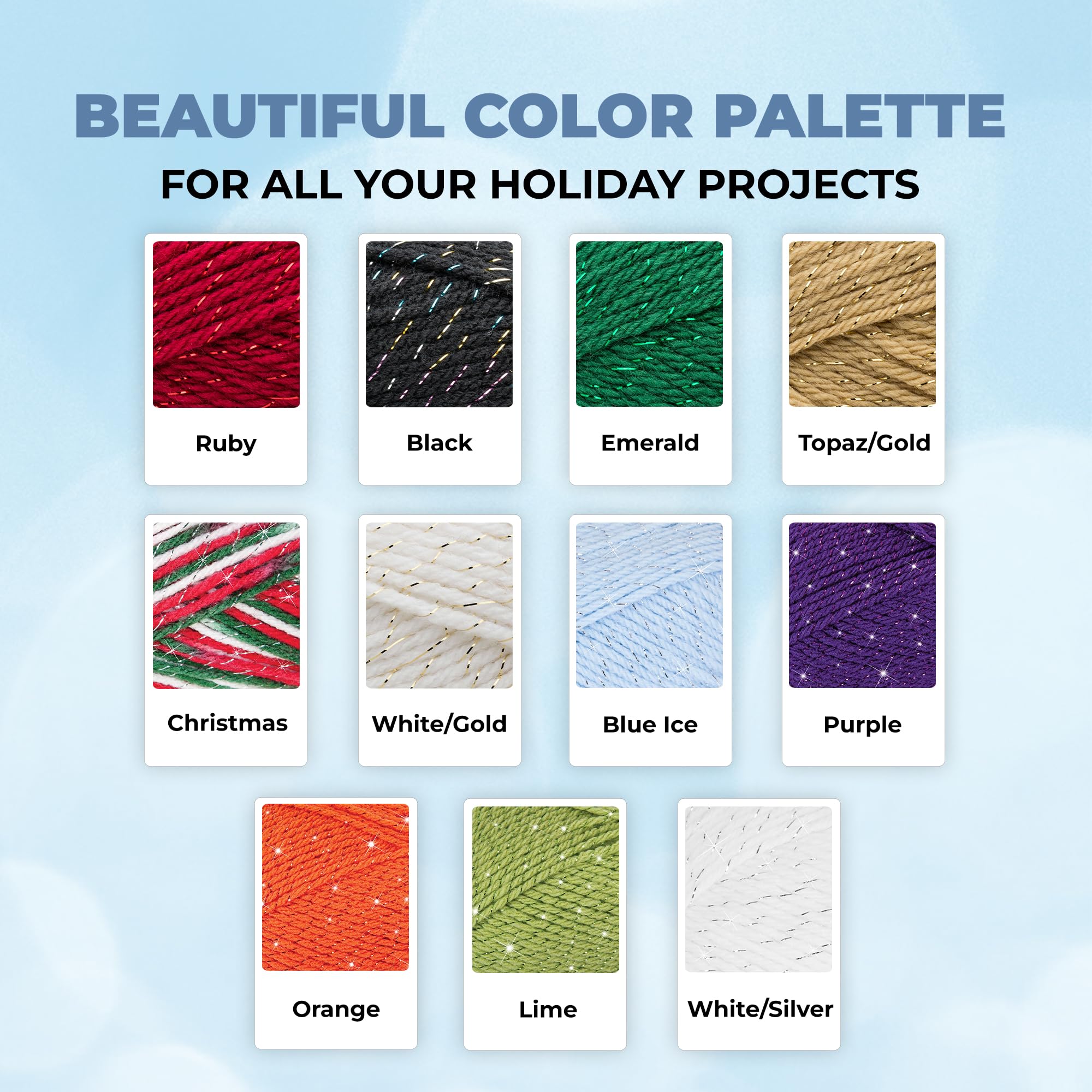 Mary Maxim Starlette Sparkle Yarn, Medium Worsted Weight Yarn for Knitting and Crocheting, Acrylic Polyester Blend for Blankets, Clothing, and Decor, 196 Yards Black - Image 7