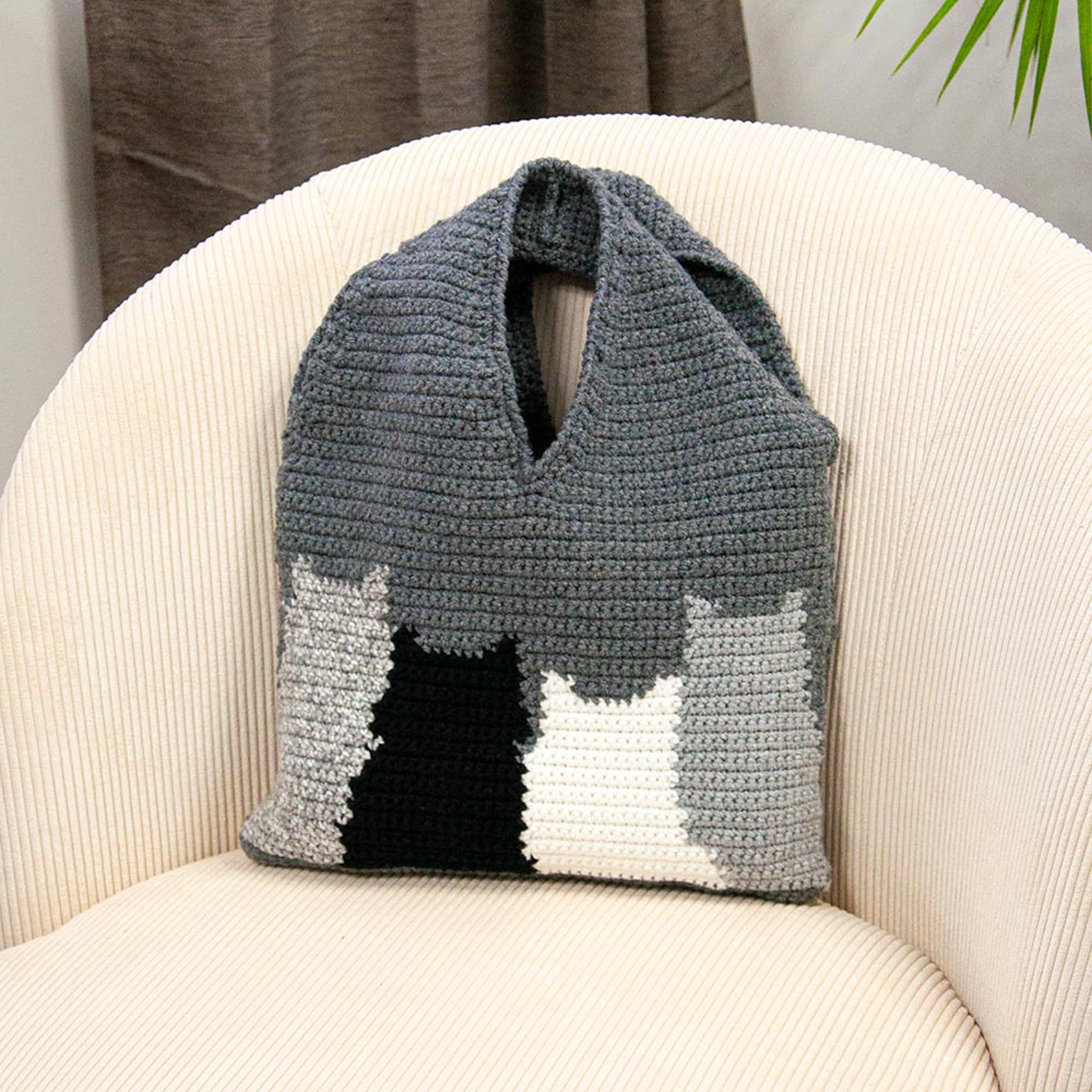 Mary Maxim Whisker Wishes Crochet Bag Kit with Cat Motif - Crochet Handbag Kit with Starlette Yarn and Pattern, Finished Size 14.5" x 16" - Image 4